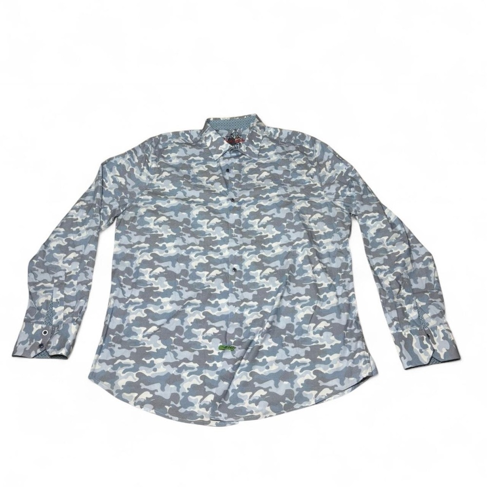 Robert Graham Men’s SZ 2XL Classic Fit Blue Wilder Camouflage dress shirt